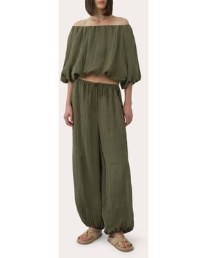 Jonathan Simkhai Freya Crinkled Parachute Pants - Green