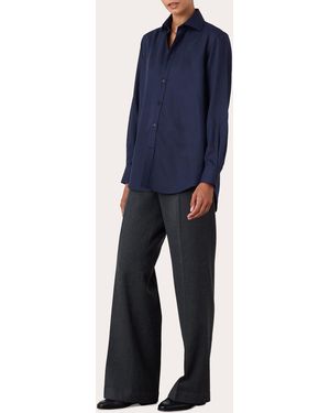 With Nothing Underneath The Boyfriend Tencel Shirt - Blue