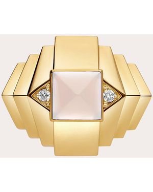 Statement Paris Diamond & Opal Rockaway Mini Pyramid Ring - Metallic