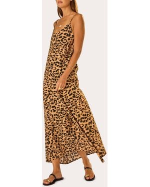 Natalie Martin Heather Leopard Cotton Maxi Slip Dress - Natural