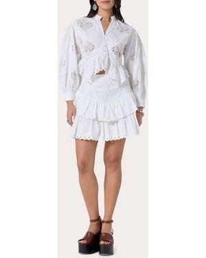 Scarlett Poppies Yorken Embroidered Patchwork Ruffle Top - White