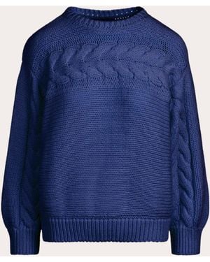 Merlette Serin Cable Knit Crewneck Sweater - Blue