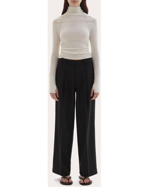 JOAEN Ila Pleated Wool Pants - Black