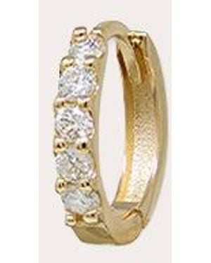 Anzie Diamond Pavé Classique Wide Huggie Earring - Metallic