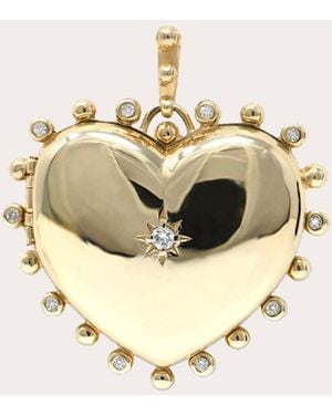 Anzie Diamond & 14K Dew Drop Large Heart Locket - Natural