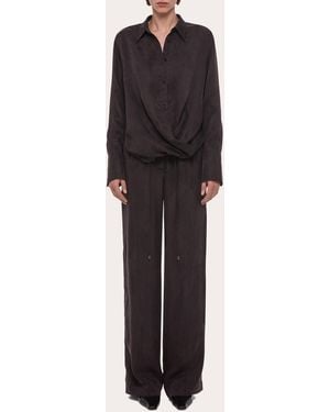 Helmut Lang Fluid Microsuede Drape Shirt - Black