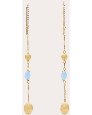 Nanis Italian Jewels Diamond & Aquamarine 18K Azure Drop Earrings - Natural
