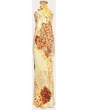 Francesca Miranda Mikaela Printed Silk Halter Maxi Dress - Metallic