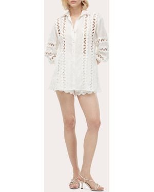 Waimari Solana Embroidered Linen Button-Up Shirt - Natural