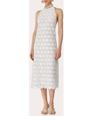 Waimari Gemma Floral Sequin Lace Halter Maxi Dress - White