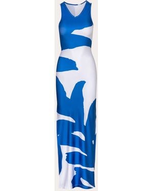 Verde Limon Maxi Palms Sleeveless Bodycon Maxi Dress - Blue
