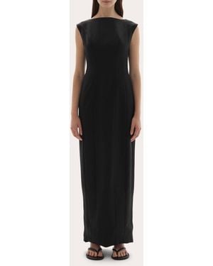 JOAEN Kelli Wool Structured Boatneck Maxi Dress - Black