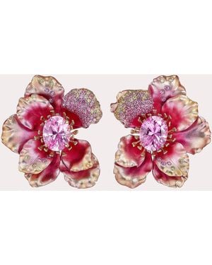 Anabela Chan Sapphire Peony Poppy Stud Earrings 18K - Pink