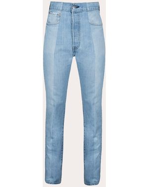 E.L.V. Denim E. L.V. Denim Straight Slim-Cut Two-Tone Jeans - Blue