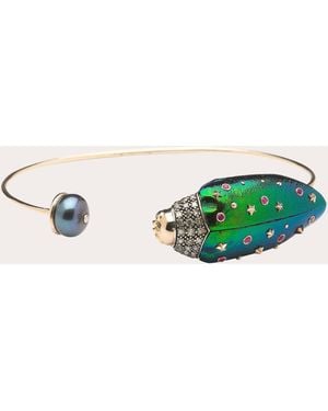 Bibi Van Der Velden Tahitian Pearl & Diamond Scarab Cuff Bracelet - Multicolor