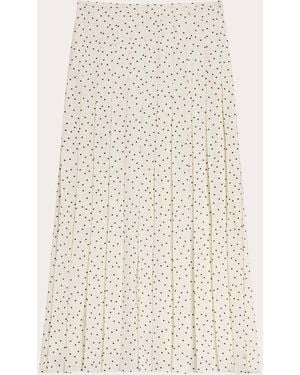 Theory Polka Dot Pleated Wrap Skirt - Natural