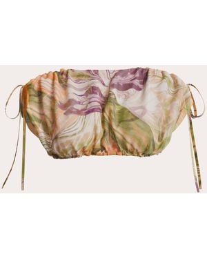 Andrea Iyamah Ondu Vibra Mesh Shirred Crop Top Polyester/Mesh - Natural