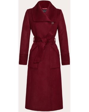 Sentaler Baby Alpaca Wide Collar Long Wrap Coat - Red