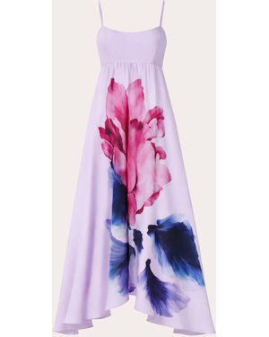 Azeeza Rachel Floral Crepe De Chine Midi Dress Viscose/Polyester/Silk - Pink