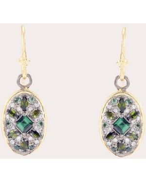 Armenta Tourmaline & Diamond Two-Tone Shield Drop Earrings - Natural