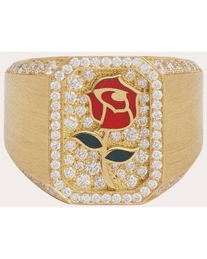 MYSTERYJOY Diamond & 18K Rose Antique Signet Ring - White