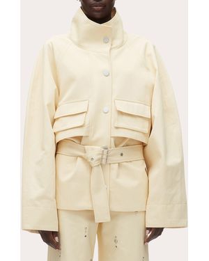 3.1 Phillip Lim Twill Exaggerated Belted Utility Coat - Natural