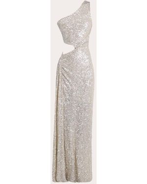 Francisco Arce Azel Sequin Cutout Asymmetric Gown - White