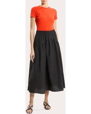 Theory Gathered Yoke Circle Midi Skirt - Black