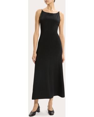 Theory Knit Crochet Boatneck Dress - Black