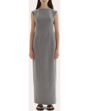 JOAEN Kelli Wool Structured Boatneck Maxi Dress - Gray