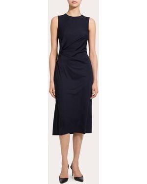 Theory Draped Tuck Sleeveless Midi Dress - Blue