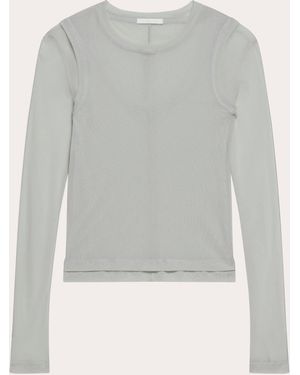 Helmut Lang Sheer Mesh Layered Long-Sleeve T-Shirt - Gray