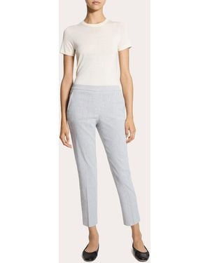 Theory Treeca Textured Linen Cropped Pull-On Pants - Natural