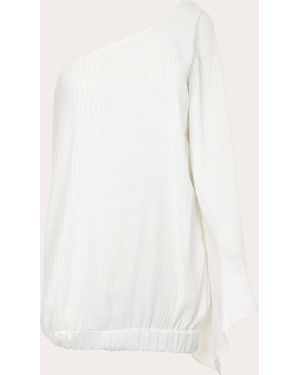 Francesca Miranda Vera Pleated Blouson Asymmetric Mini Dress - White