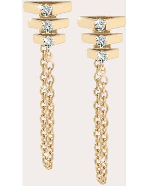 Ritique Diamond Stacked Mini Tricone Loop Earrings - Natural
