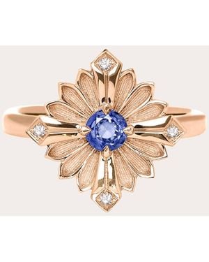 Rouvenat Tanzanite & Diamond 18K Rose Large Stamp Ring - White