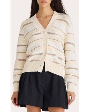 Merlette Aluna Intarsia Knit V-Neck Cardigan - Natural