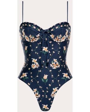 Agua Bendita Ébano Promesa Ruffle Bustier One-Piece Elastane/Polyester/Polyamide - Blue