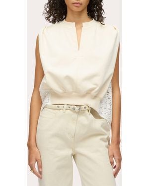 3.1 Phillip Lim French Terry Broderie Anglaise Sleeveless Top - Natural