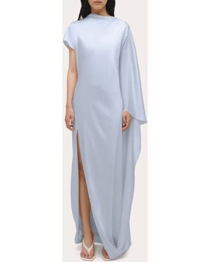 Jonathan Simkhai Ora Satin Asymmetric Cape Gown - Blue