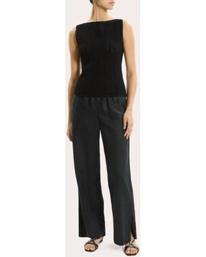 Theory Textured Knit Boatneck Top - Black