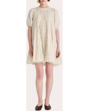 Merlette Estelle Lace Voile Tiered Dress - Natural