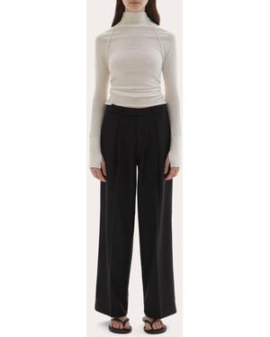 JOAEN Ila Pleated Wool Pants - Black