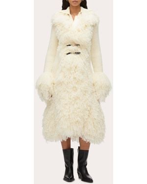 3.1 Phillip Lim Fringed Wool Bouclé Knit Coat - Natural