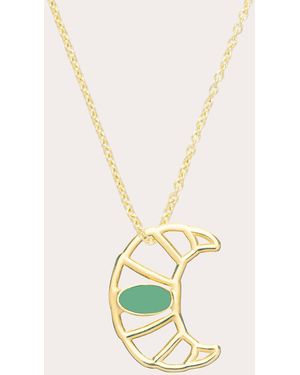 Aliita Croissant 9K Enamel Pendant Necklace - White