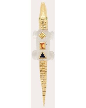 Bibi Van Der Velden Quartz & Sapphire Alligator Pop Art Bite Earring - Natural