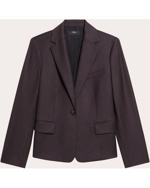 Theory Sleek Flannel Wool Slim Blazer - Blue