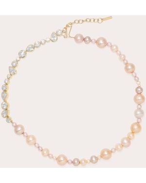 Completedworks Cubic Zirconia & Pearl Float Necklace - Natural