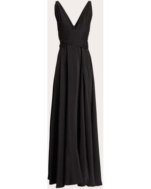 Azeeza Cirrus Silk Charmeuse Belted Gown - Black