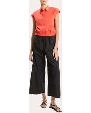 Theory Relaxed Poplin Cap-Sleeve Shirt - Red